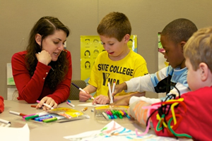 FG 1 Leader and three boys coloring