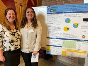 Kennedy L. Walsh with their 2022 Penn State Psi Chi poster and Dr. Kristin Buss.