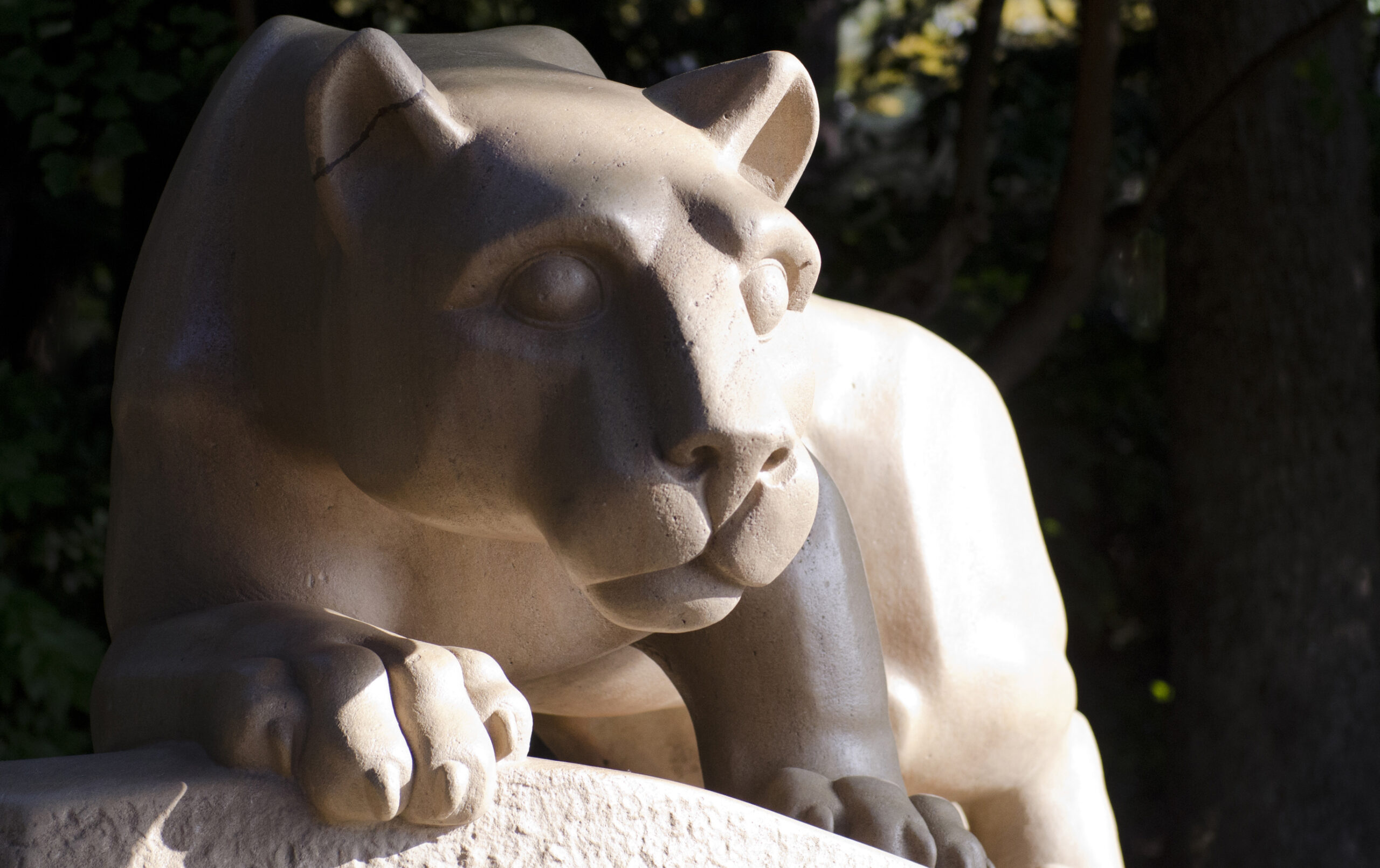 Nittany Lion Statue on Penn State's University Park campus.